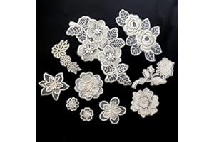 Misscrafts 10Pcs Embroidery Patches Mixed Lace Flower Appliques Organza Sewing On Patch for DIY Backpack Clothing Repairing Women