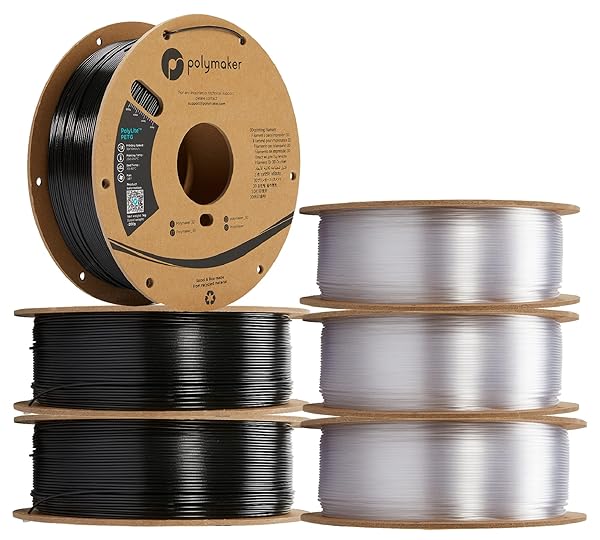 POLYMAKER PETG FILAMENT 2.85MM 6KG BLACK*3 +TRANSPARENT *3...