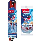 Vileda SuperMocio 3Action XL Compact Mop with Extra Refill | 3‑in‑1 Microfibre Cleaning Mop with Red Pads Scouring Action and 3‑Action Fibres, XL Size for Efficient Floor Cleaning