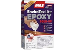 Environmental Technology EnviroTex Lite Pour-On High Gloss Finish [8 oz Kit] Crystal Clear Epoxy Coating for Tabletops / Countertops, Waterproof, Heat & Alcohol Resistant (4 oz Resin + 4 oz Hardener)