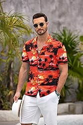 COOFANDY Mens Hawaiian Shirt Short Sleeve Floral