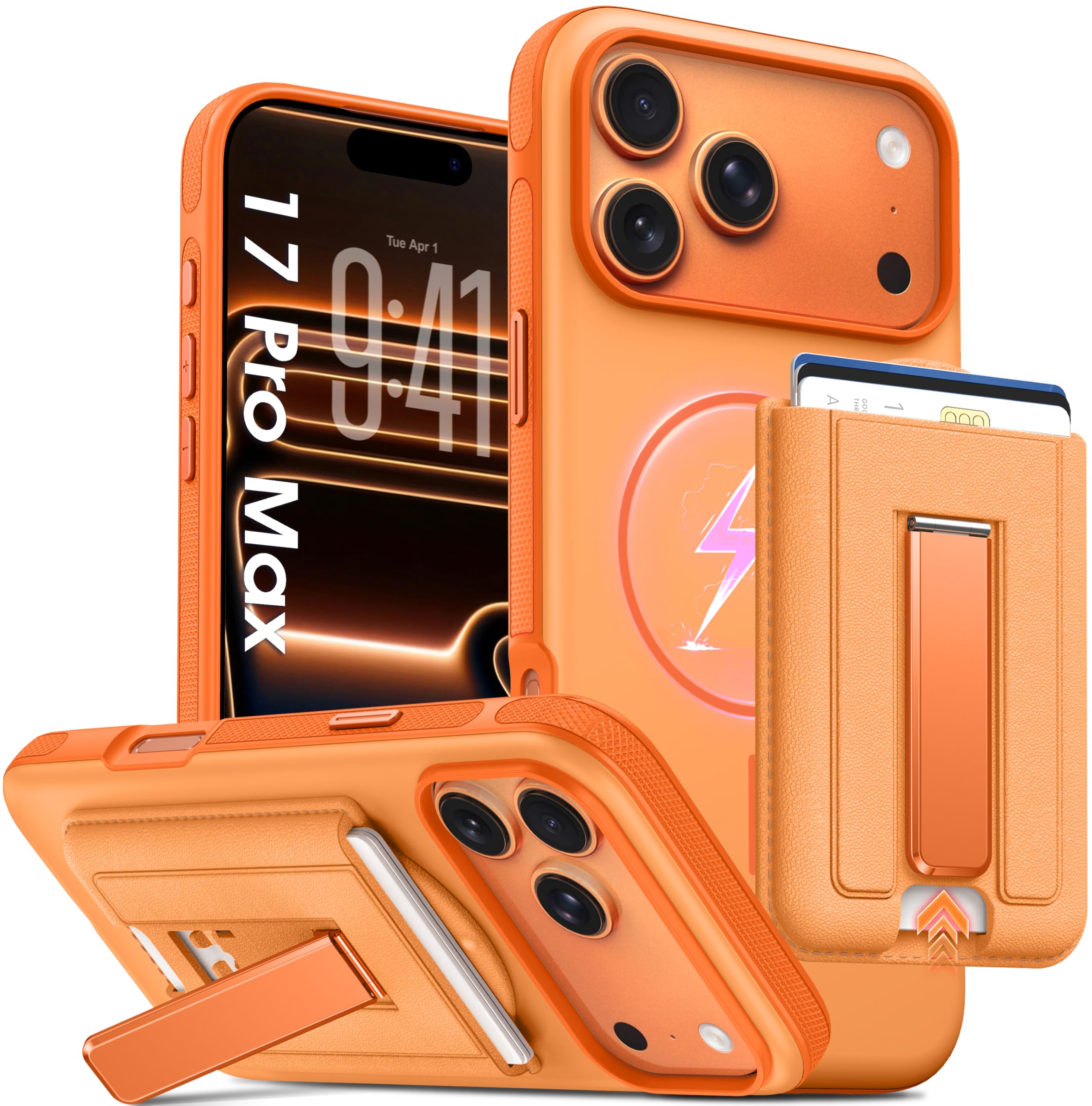 Oneagle Magnetic & Detachable Wallet for iPhone 17 Pro Max Case with Card Holder [Fit for MagSafe], [RFID Blocking], with Metal Kickstand 15FT MIL-Grade Shockproof Phone Case for iPhone 17 Pro Max