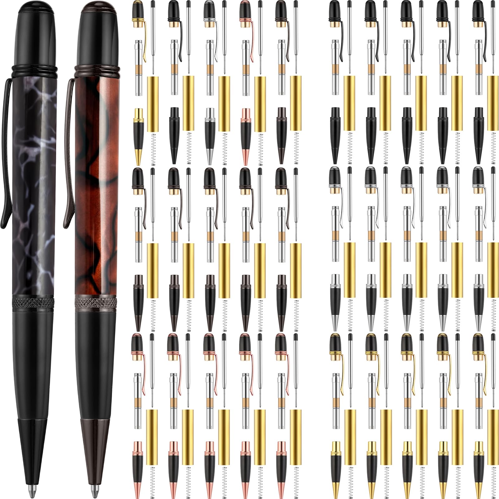 Photo 1 of Colarr 30 Pack Woodturning Pen Kit Twist Ballpoint Pen Kit with Refill Copper for DIY Classroom Supplies Teacher Student Friends Gift