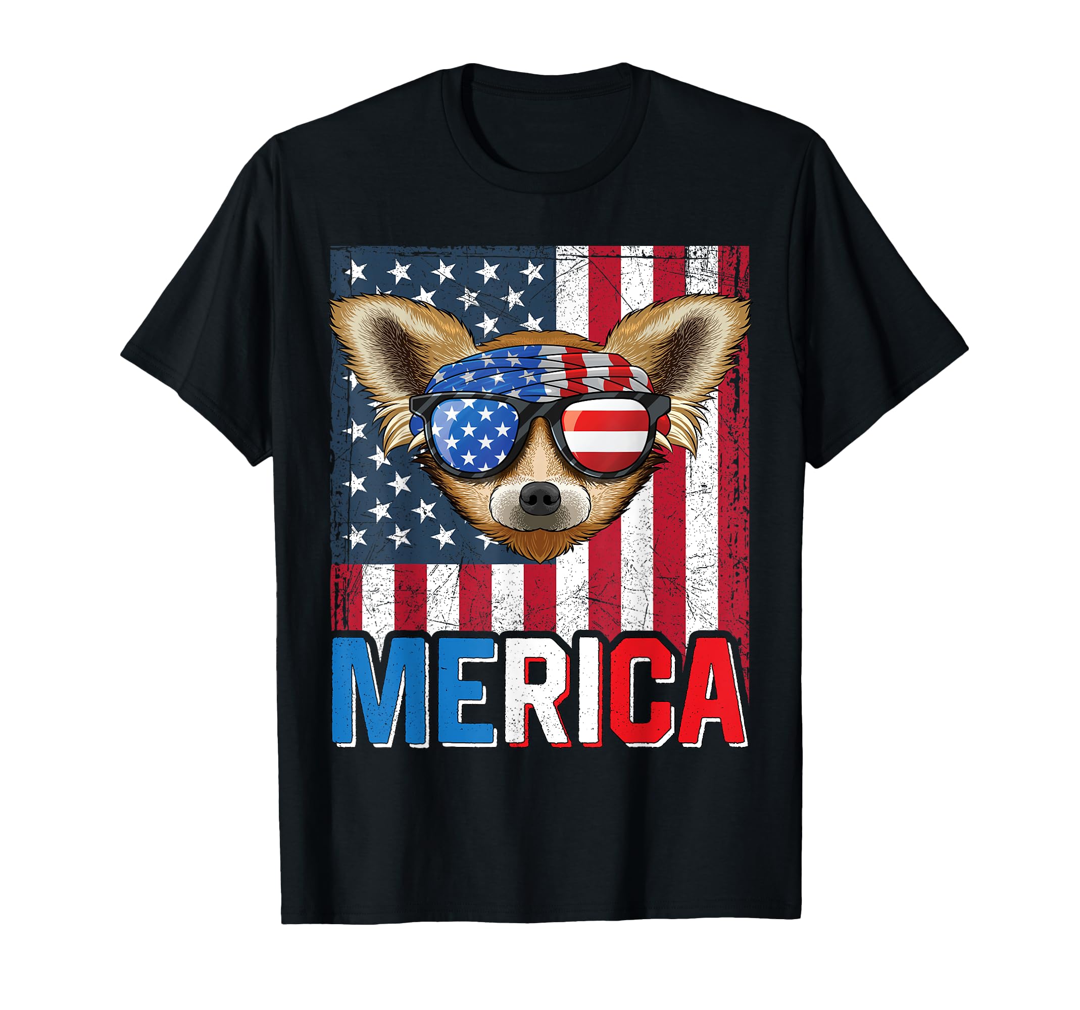 Chihuahua Merica 4th of July Dog American Puppy Patriotic T-Shirt — image 1