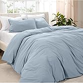 Bare Home Microfiber Duvet Cover Set - Ultra Soft Washed Microfiber - King/California King - Linen-Like Look - Easy Care - Breathable Fabric - Our Softest Duvet Cover Set (King/Cal King, Dusty Blue)