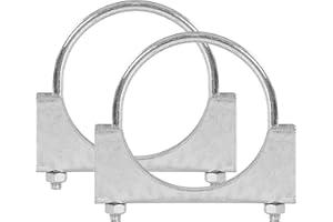 BATONECO 3.5" U Bolt Clamp, Muffler Exhaust Clamps,3-1/2 Inch Saddle Style Heavy Duty Mild Steel(2-Pack)