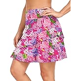 WOWENY Women's Active Skort Athletic Ruffle 17" Pleated Tennis Skirt with Pocket for Ladies Running Golf Workout