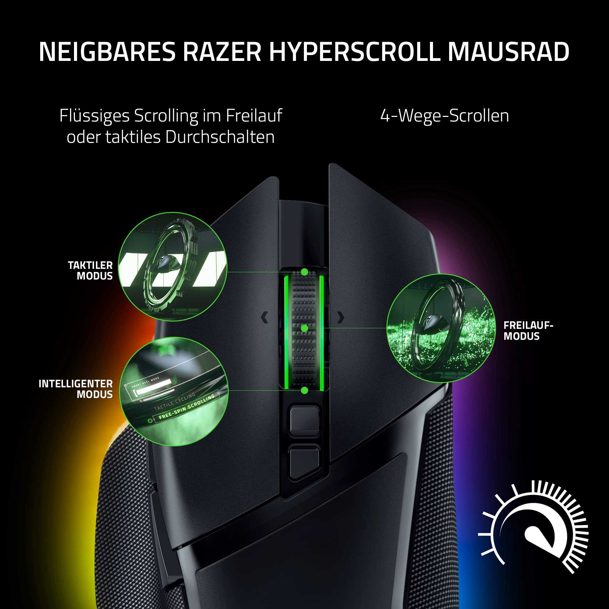 Razer Basilisk V3 Pro - Anpassbare kabellose Gaming-Maus HyperScroll Tilt Wheel (Focus Pro 30K Optischer Sensor, 13-Zonen Chroma-Beleuchtung, 10+1 Programmierbare Tasten) Schwarz 3