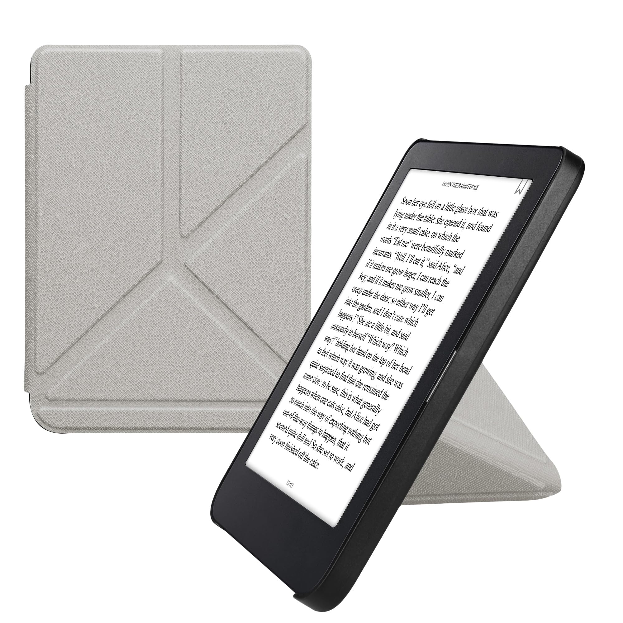 kwmobile Origami Cover for Kobo Clara 2E / Tolino Shine 4 Case - Slim PU Leather eReader Cover with Stand and auto sleep funktion - Silver