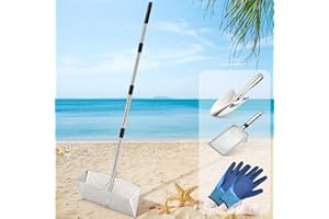 AUGFIR Sand Flea Rake, Stainless Steel Sand Sifter, Shark Tooth Sifter with A 16-Inch Wide Drain Screen for Finding Fleas,Shells and Shark Teeth