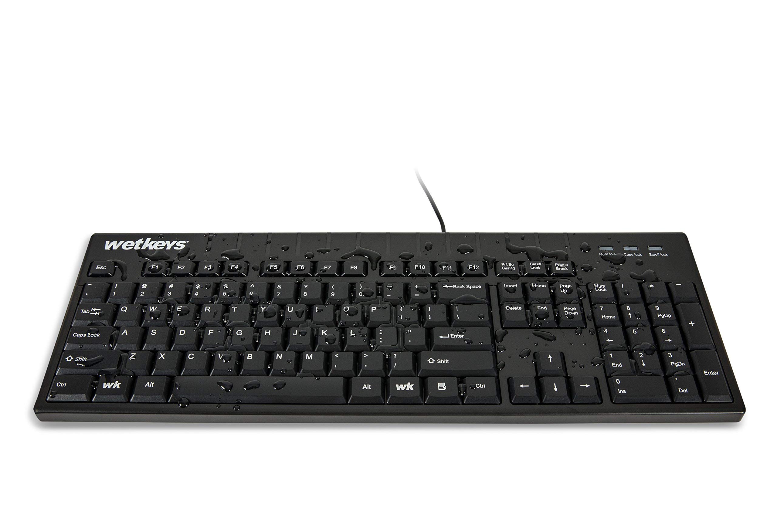 WetKeysWaterproof Professional-grade Full-size Keyboard w/Number-pad (USB) (Black) | KBWKABS104-BK