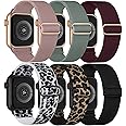 Stretchy Nylon Solo Loop 6-Pack Compatible with Apple Watch Bands 38mm 40mm 41mm 42mm 44mm 45mm 46mm 49mm, Nylon Sport Elastic Wristbands Strap Women Men for iWatch Series 10 9 8 7 6 5 4 3 SE Ultra 2