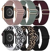 6 Pack Stretchy Solo Loop Compatible with Apple Watch Bands 38mm 40mm 41mm 42mm 44mm 45mm 46mm 49mm, Nylon Sport Elastic Wristbands Strap Women Men for iWatch Series 11 10 9 8 7 6 5 4 3 SE Ultra 2