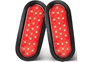 Oyviny 6 Inch Oval Red LED Trailer Tail Lights 2PCS, Super Bright 24LEDs Oval 6" Brake Turn Stop Tail Lights with Flush Mount