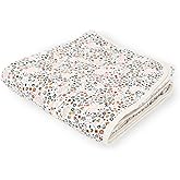 Little Unicorn Muslin Quilt Blanket | 100% Cotton Soft Multi-Layered Muslin Fabric | Toddler & Baby Blanket | 47”x47” | for Nursery, Crib, Shower Gifts (Pressed Petals)