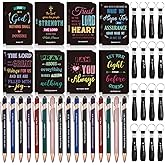 PerKoop 48 Pcs Inspirational Gifts Set 3 x 5 Inch Bible Jesus Notepads Ballpoint Pens Keychains Bulk Mini Farmhouse Journal Notebooks for School Office Party Favor Supplies