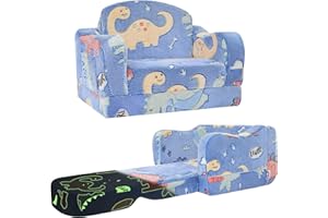 aodisman Thick Comfy Toddler Chair and Couch for Kids,2-in-1 Soft Plush Fold Out Sofa for Children,Convertible Couch to Lounger for Toddler