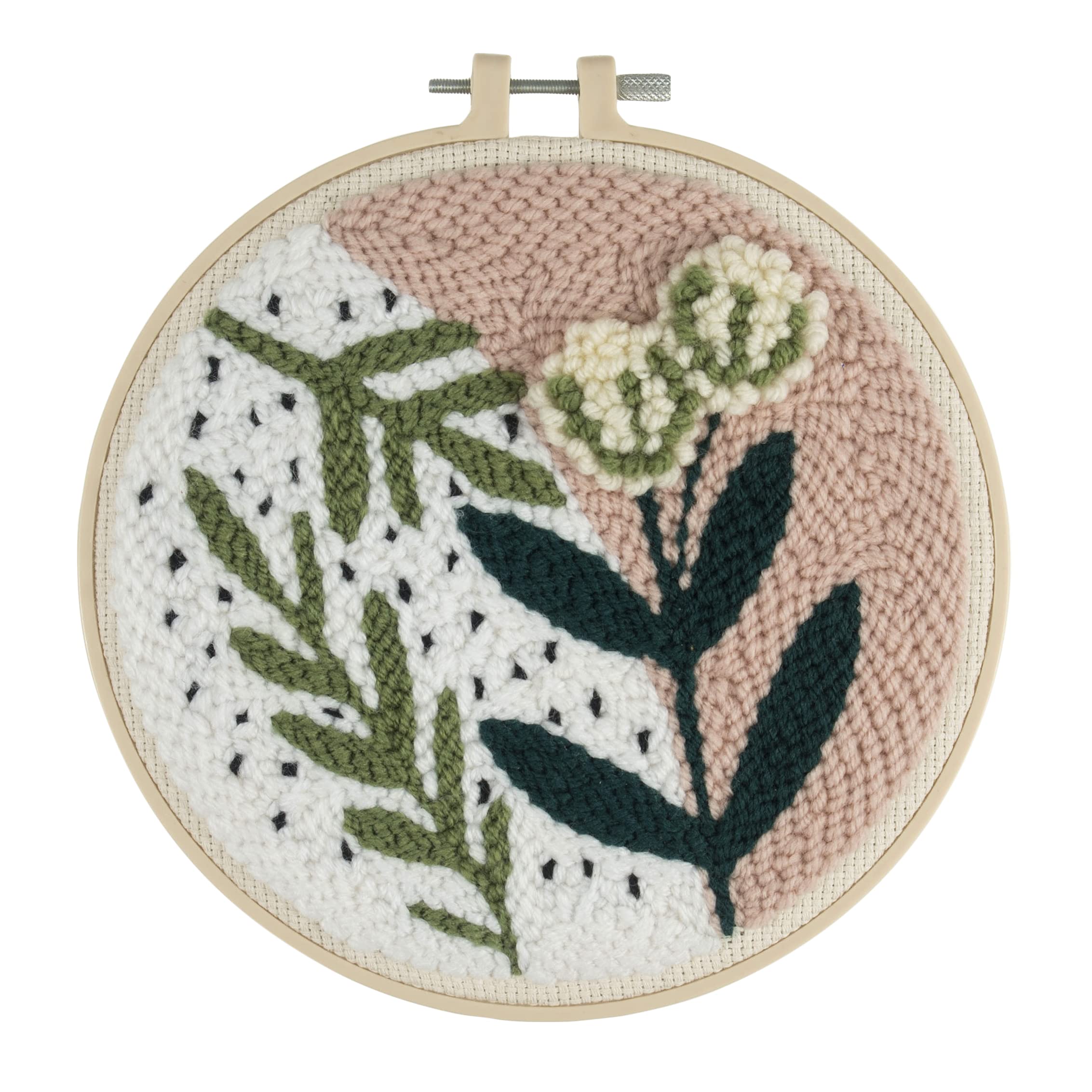 Trimits Punch Needle Hoop Kit, 20.3cm (8in), Foliage Floral