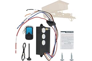 APSFY G3-H01 Dump Trailer Remote Control Kit – 12V Hydraulic Pump Lift Winch Controller for Dump Trailer, Tilt Units, Outfitted with 50-100 Ft Operating Range, Tethered Backup Control