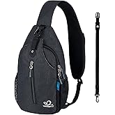 WATERFLY Small Hiking Sling Bag: Crossbody Sling Backpack Chest Bag Daypack for Men Women with Skin-Friendly Shoulder Strap