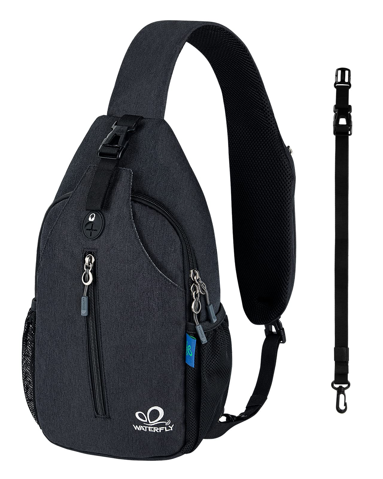 Photo 1 of WATERFLY Small Hiking Sling Bag: Crossbody Sling Backpack Chest Bag Daypack for Men Women with Skin-Friendly Shoulder Strap (Pure Black)