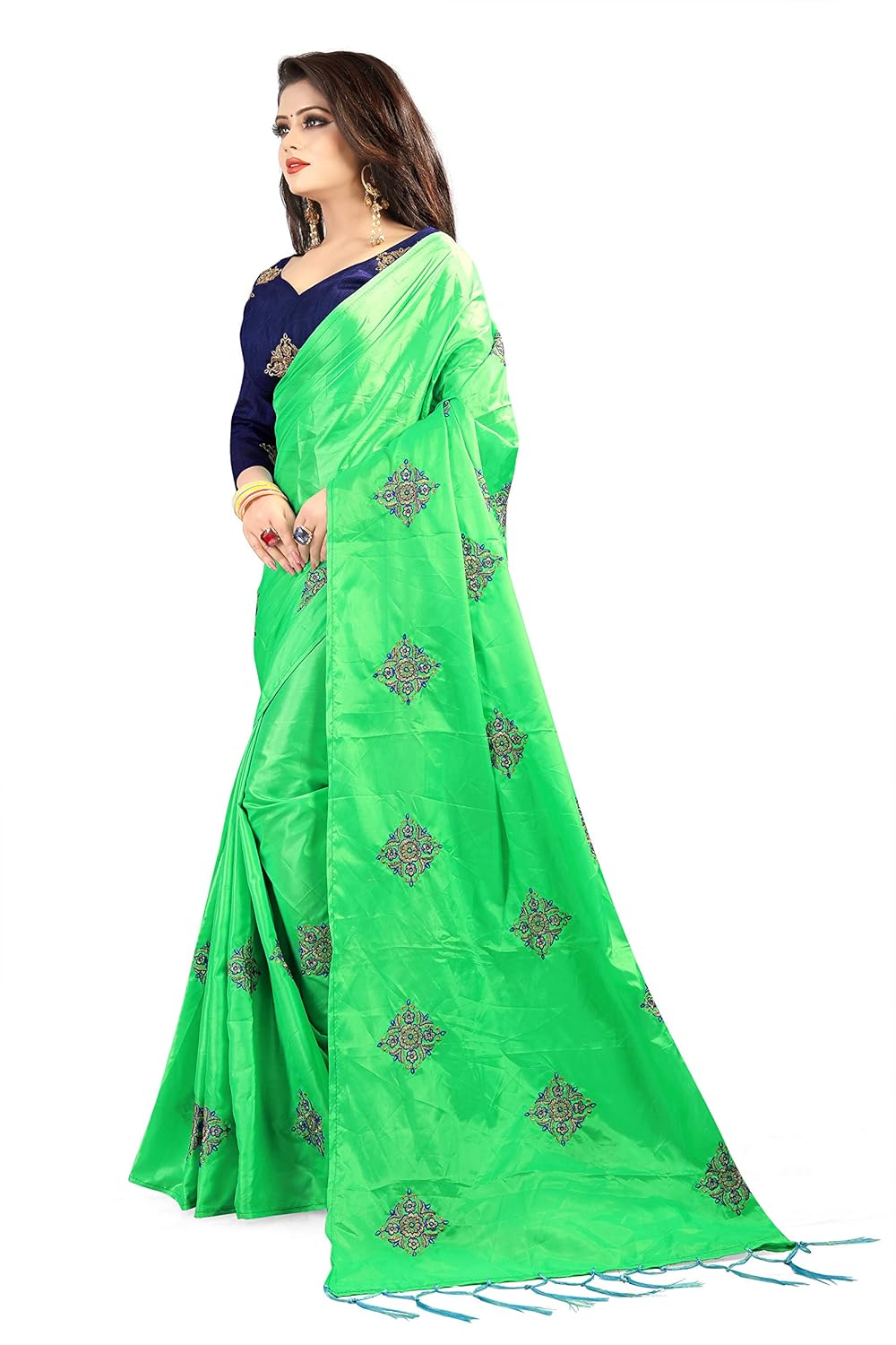 izonme women's paper silk saree with blouse piece