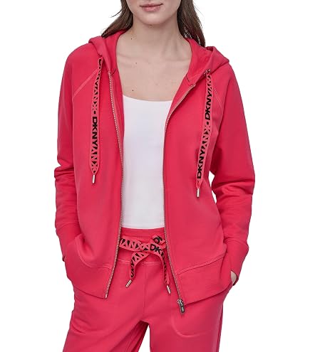 Amazon.com: DKNY Women's Spacedye Full Zip Hoodie With Pockets