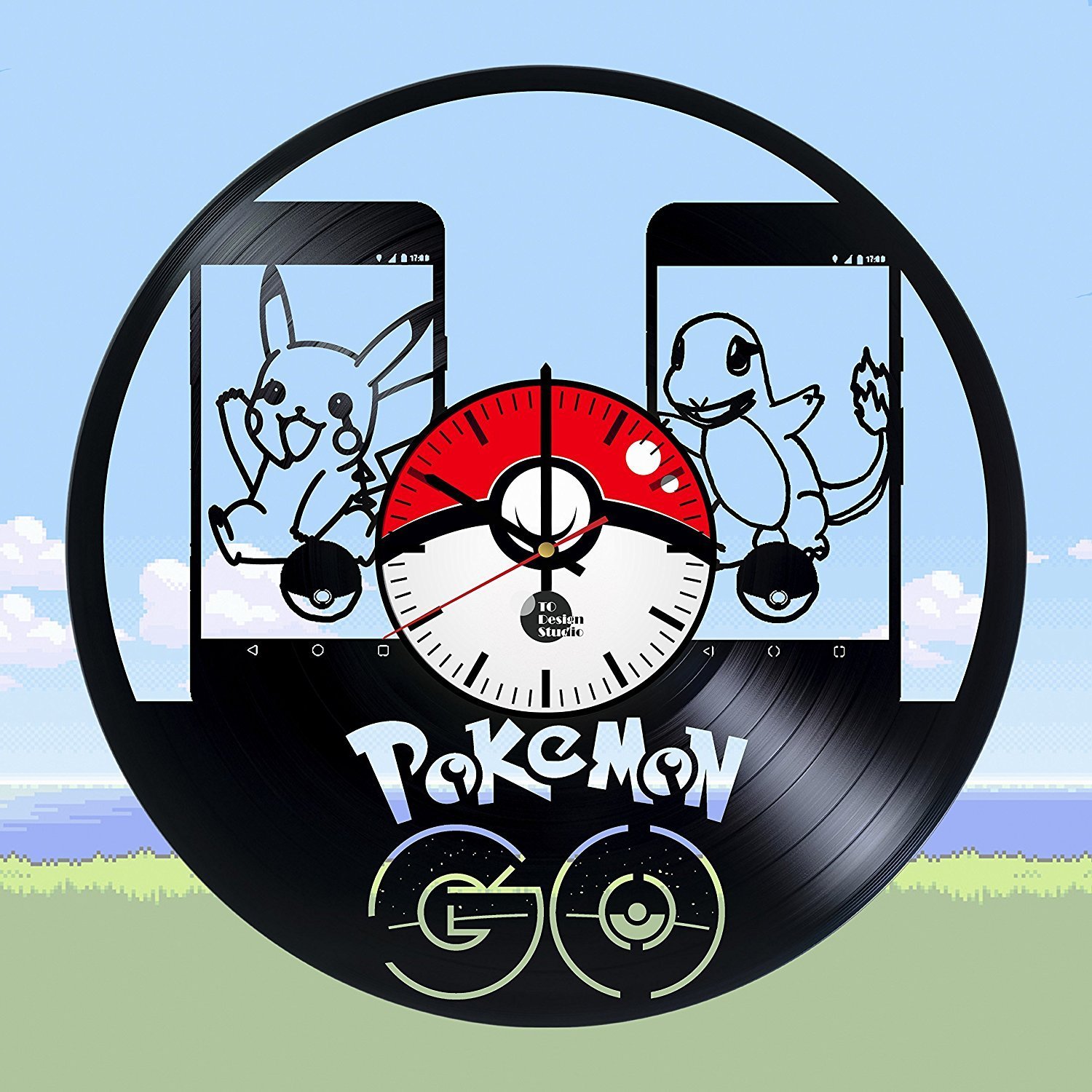 Handmade Vinyl Wall Clock Pokemon Go Vinyl Record Wall
