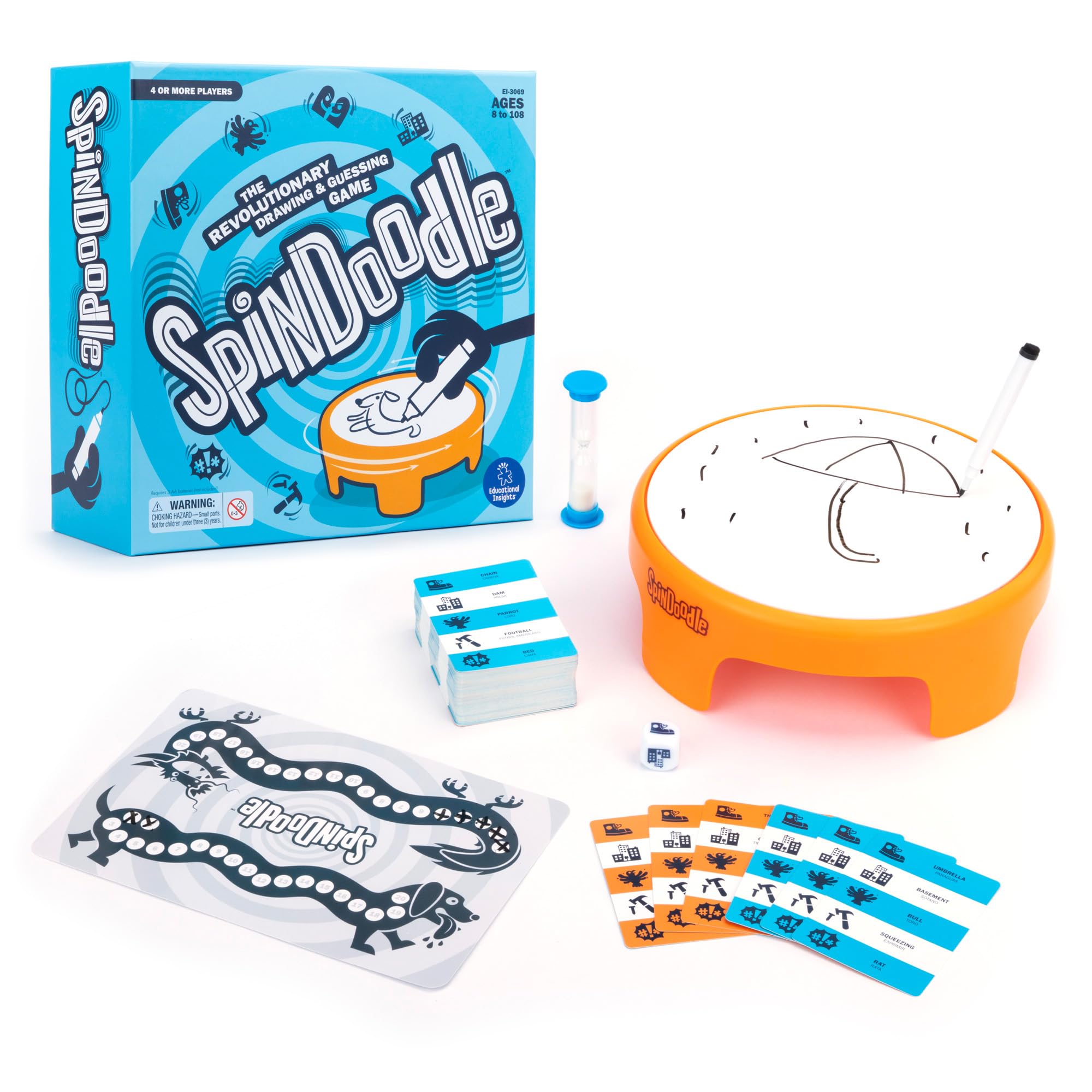 Educational Insights Spindoodle - Fun Board Games for Adults, Teens and Kids, Party Games for Family Game Night, Funny Quick Drawing Game, Guess The Sketch, Groups of 4 Ages 8+