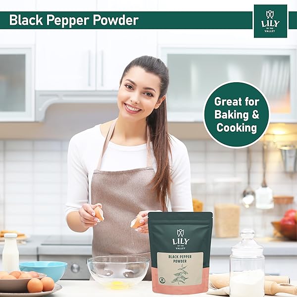 LILY OF THE VALLEY BLACK PEPPER POWDER – 100% RAW SOURCED FROM INDIA – RICH IN FLAVOR & TASTE, IDEAL FOR COOKING, SMOOTHIES, LATTES & TEA – VEGAN & GLUTEN-FREE – PACKED IN RESEALABLE POUCH(16OZ, 453G)