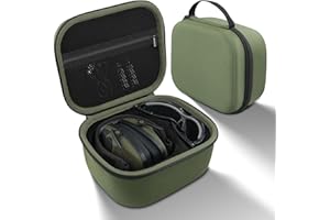 co2CREA for Walkers Razor Slim/Howard Leight Honeywell/Prohear 066 016 Electronic Ear Protection Hearing Protection Muffs and Shooting Glasses, Hard Carrying Storage Case with Mesh Pocket (Army Green)
