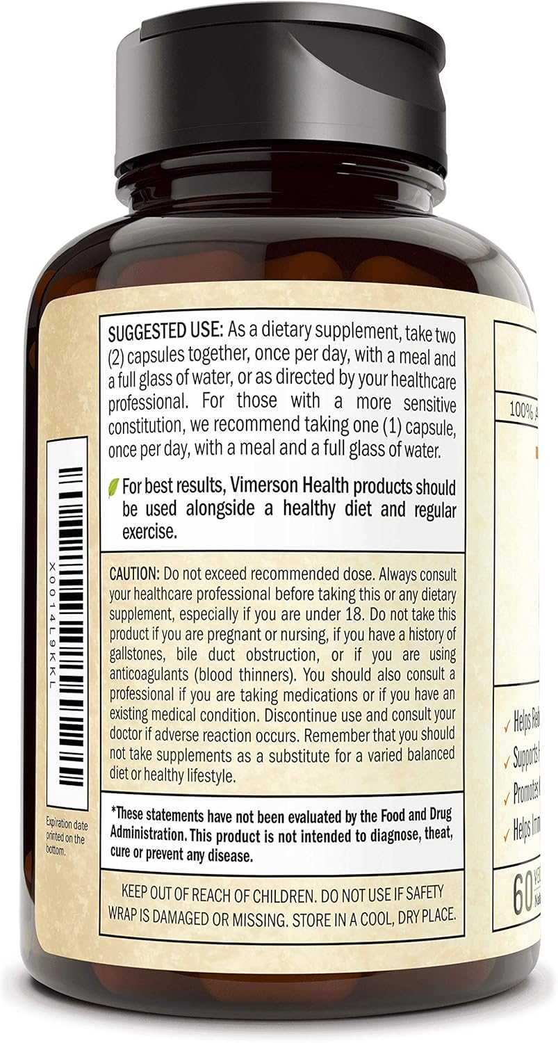 Turmeric Curcumin with BioPerine. Inflammatory Response Support, Antioxidant Properties Supplement with 10 milligrams of Black Pepper for Absorption. Occasional Joint Pain Relief. 60 Capsules: Health & Personal Care