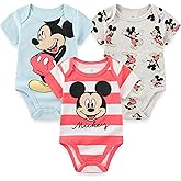 Disney Baby Toy Story Mickey Mouse Cars Winnie the Pooh Boys 3 Pack Bodysuit Creeper for Newborn and Infant