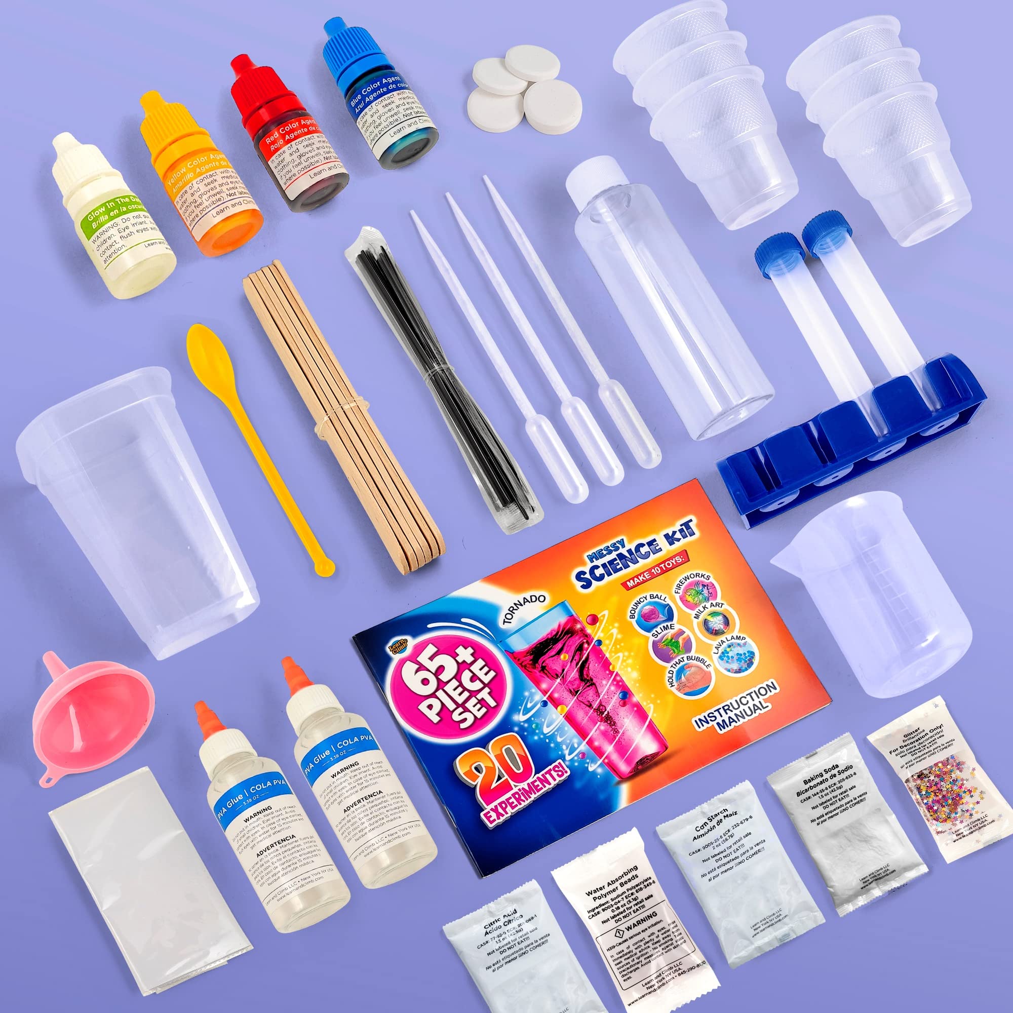 Science Kit for Kids Ages 5+ - Over 20 Experiments, Fireworks, Lava Lamp, Bouncy Ball, Fizzy Art, Sizzling Snowballs, Paint Lab, Tornado & More! Gift for Children 5,6,7,8-12 Years Old.