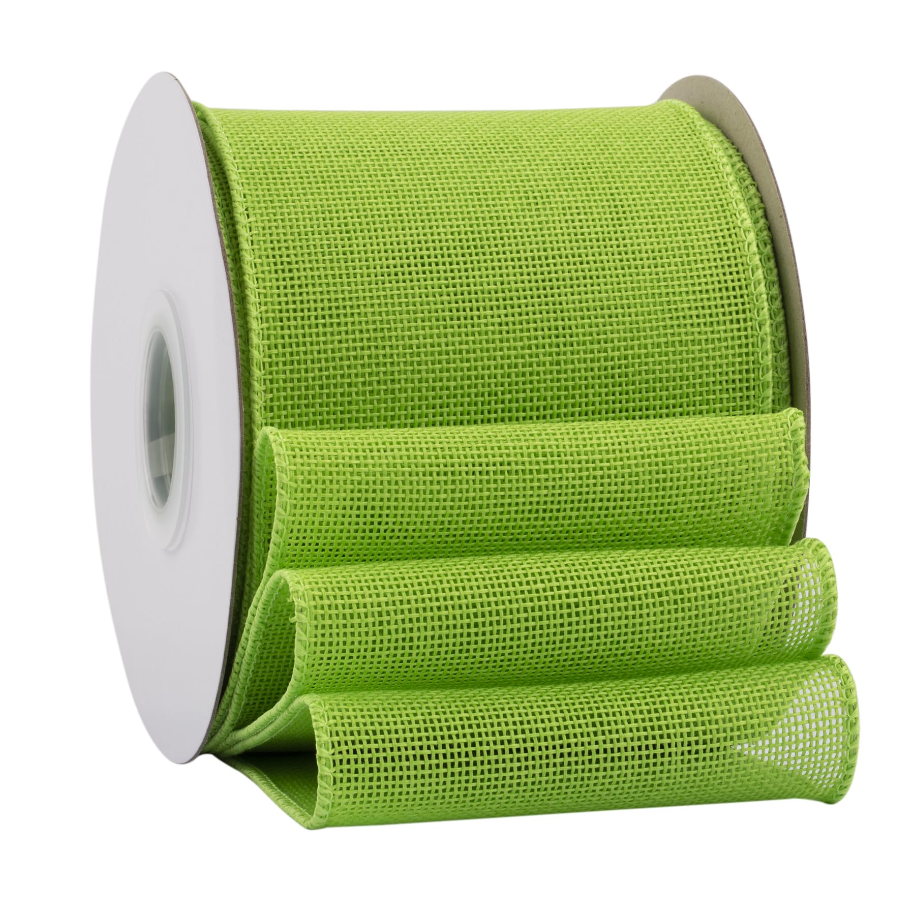 Ribbonitlux Apple Green Burlap Wired Ribbon, 100mm x 18 Meters, Wired Edge Burlap Ribbon for Gift Wrapping, Big Bow, Wreath, and Christmas Tree Decoration