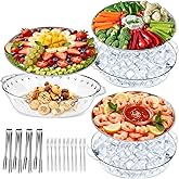 Chilled Serving Trays for Parties, 3 Set 11.8" Compartment Charcuterie Platters for Serving Food Party Shrimp Cocktail Servings Dish Keeps Food Cold for Vegetable Fruit, Cheese, Seafood & Dip