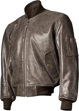 Amazon Com Men S Ma 1 Leather Flight Bomber Jacket Brown Clothing