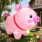 DearSun 6FT Inflatable Pig Outdoor Decorations Blow Up Yard Decorations with LED Lights, Cute Pink Pig Inflatable for Holiday Garden Lawn Farm-Themed Party Décor