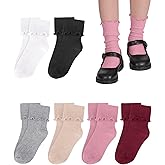Witwot Ruffle Socks for Girls Kids Toddler Turn Cuff Dress School Uniform Sock