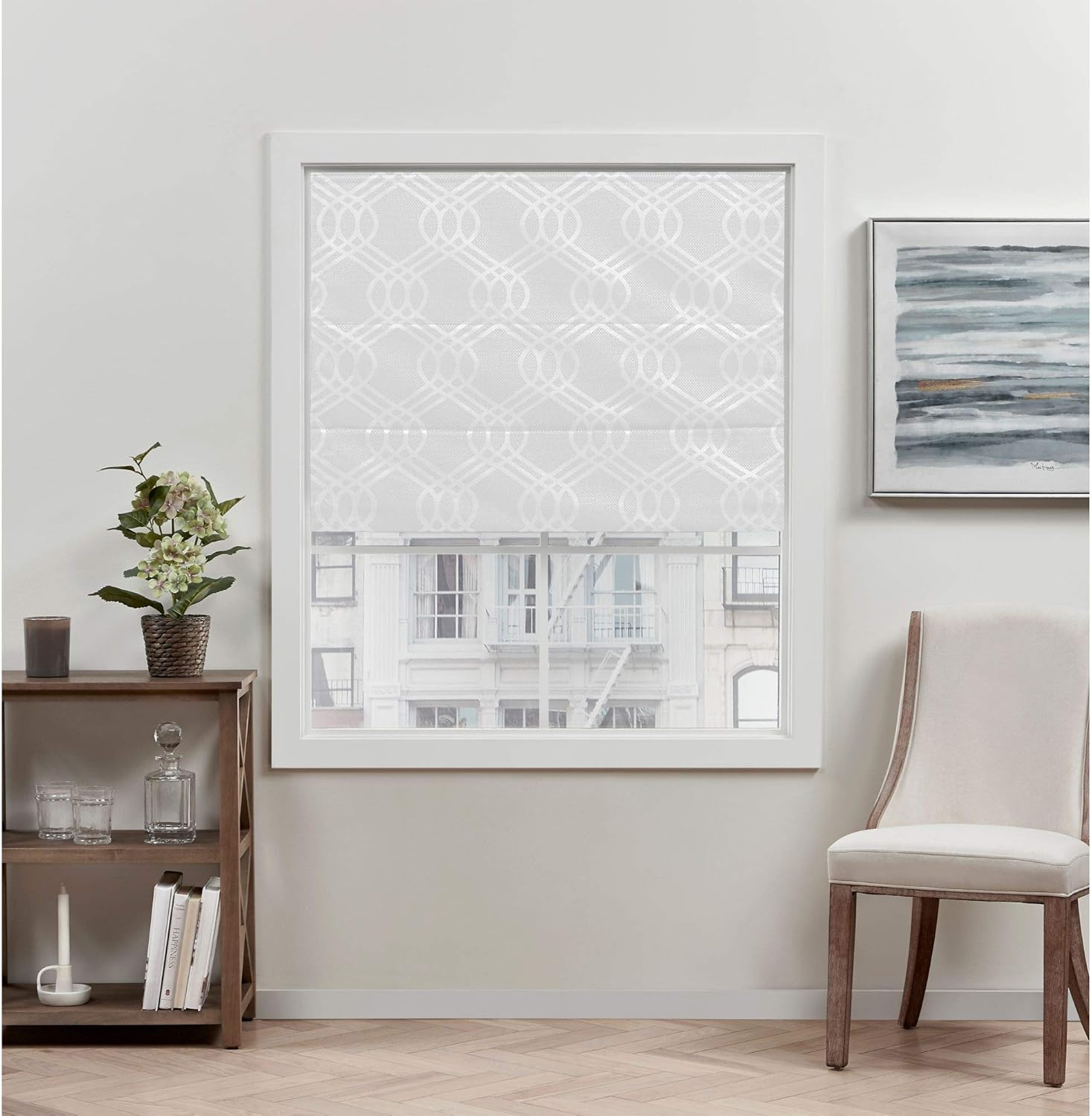 Exclusive Home Curtains Prague Trellis Blackout Roman Shade, 31x64, White: Home & Kitchen