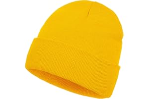 Beanie for Men Women, Slouchy Knitted Beanie Hats Winter Warm Hat Unisex Cuffed Plain Hat for Cold Weather