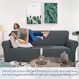MAXIJIN Newest Jacquard 3 Seater Sofa Cover Dark Grey Anti-Slip 1-Piece view 2