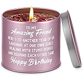 SteadStyle Best Friend Birthday Gifts for Women - Thoughtful Friendship Birthday Gifts for Women, Bestie, BFF, Coworker, Classmate, 9 Oz Lavender Scented Soy Candle in A Tin Container with Rose Petals