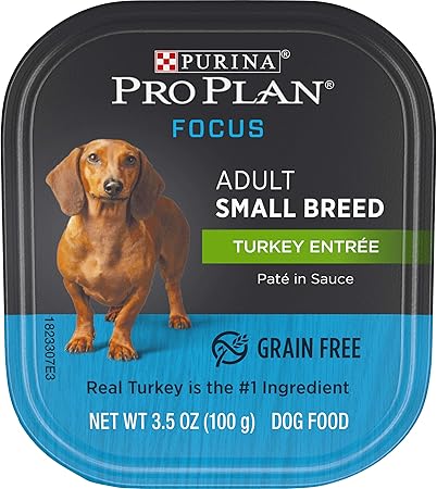 Purina Pro Plan Grain Free High Protein Small Breed Pate Wet Dog Food Focus Turkey Entree 12 3 5 Oz Trays Pet Supplies Amazon Com