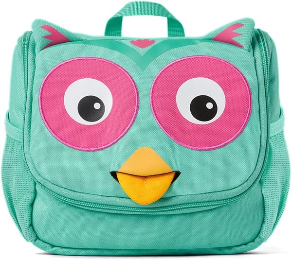Affenzahn Kulturtasche für 1-5 Jährige Kinder im Kindergarten als Kulturbeutel für Mädchen und Jungen Eule - Türkis