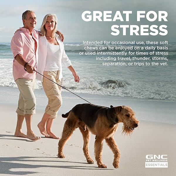 GNC FOR PETS ESSENTIALS CALMING SOFT CHEW DOG SUPPLEMENTS | 60 CT BACON FLAVOR DOG SOFT CHEW SUPPLEMENTS FOR CALMING AND RELAXATION | ADULT DOG CALMING CHEWS FOR ANXIETY, WHITE