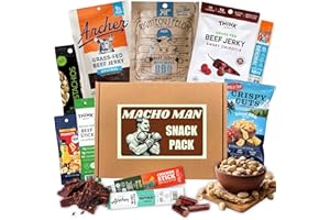 GOODLAND FARMS Macho Man Snack Pack Jerky Gift Box - High Protein Snacks for Men, Curated Beef Jerky Assortment Gift Box for Men, Husband, Dad, Boyfriend, Low Carb Keto