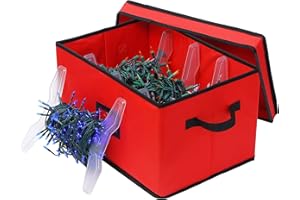 Joiedomi Christmas Light Storage Box with 4 Plastic Light Storage Wraps, Christmas Lights Storage Container Storing Up To 800 Holiday Xmas Lights Bulbs with Carry Handles & Card Slot (Red)