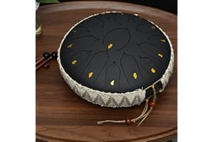 ZXZYHFTY Steel Tongue Drum, 13 Inch 15Note Steel Hand Drum with Bag, Music Book, Drumsticks, Mallet Holder and Finger Paddles, for Camping, Meditation or Yoga (Black-13Inch)