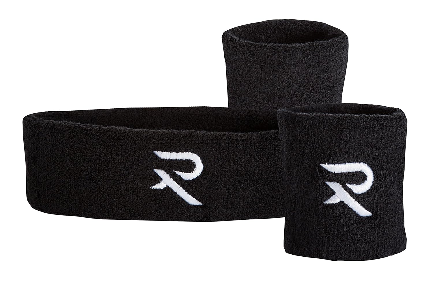 Raquex Black Wristband & Headband Set 2 x Wrist Bands, 1 Head Band